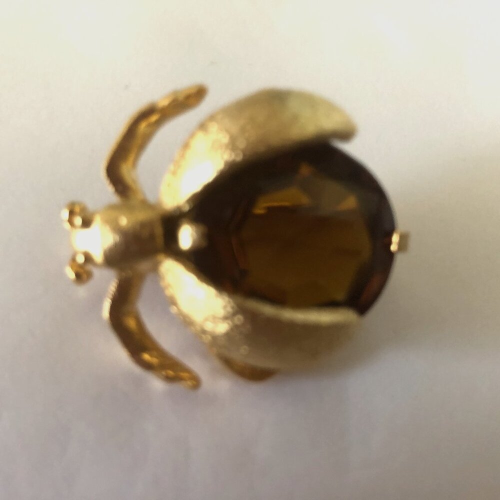 Vintage Eisenberg bug pin with amber stone